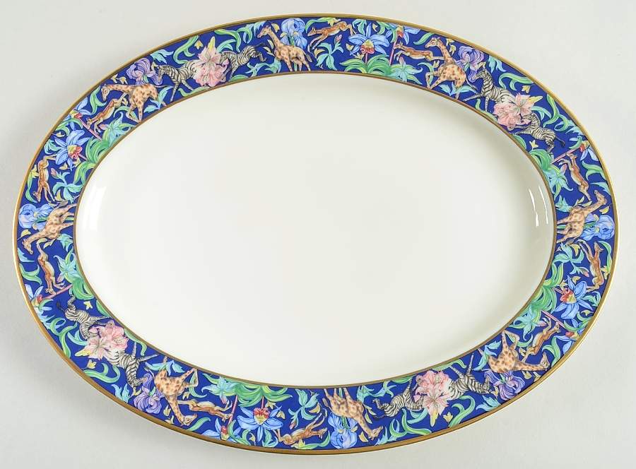 Menagerie Blue 14" Oval Serving Platter by Franciscan-1