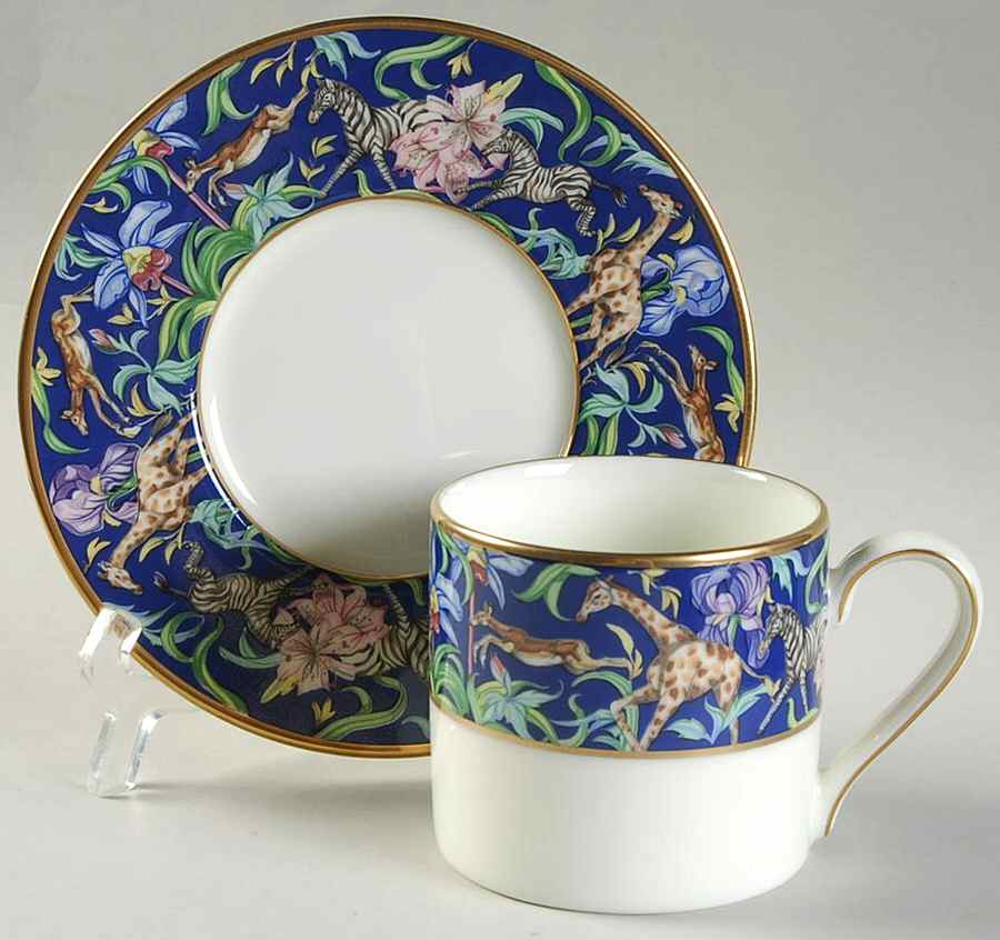 Menagerie Blue Flat Cup & Saucer Set by Franciscan-1