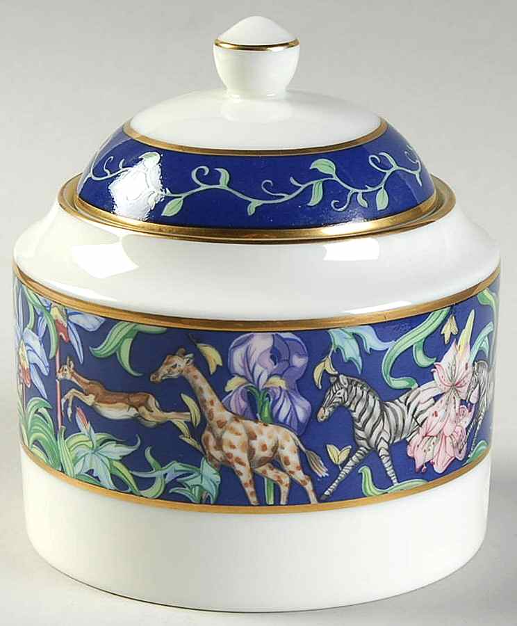 Menagerie Blue Sugar Bowl & Lid by Franciscan-1