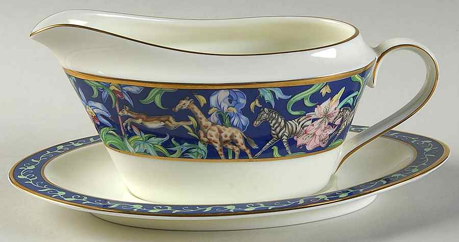 Menagerie Blue Gravy Boat & Underplate by Franciscan-1
