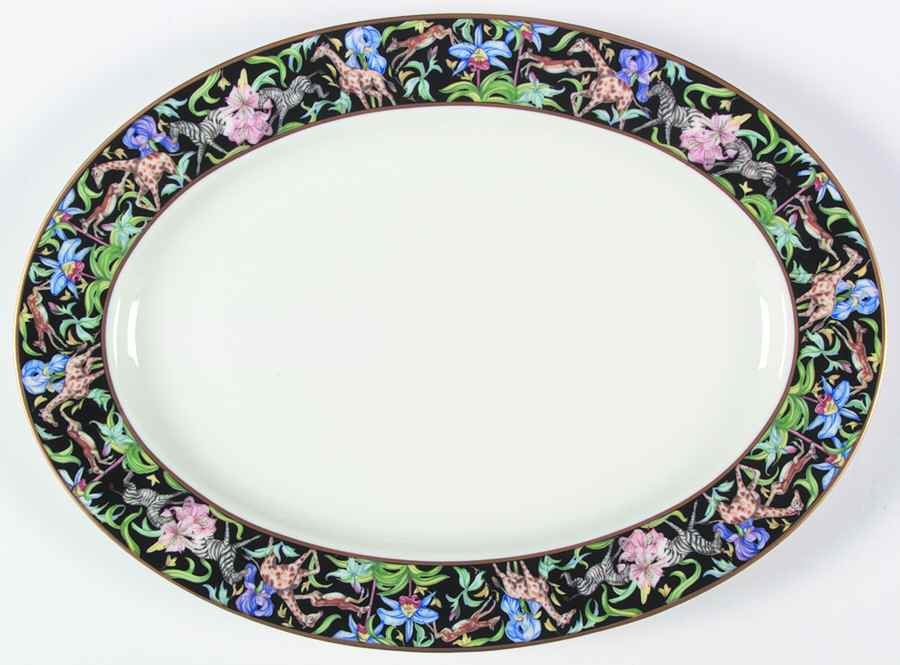 Menagerie Black 14" Oval Serving Platter by Franciscan-1