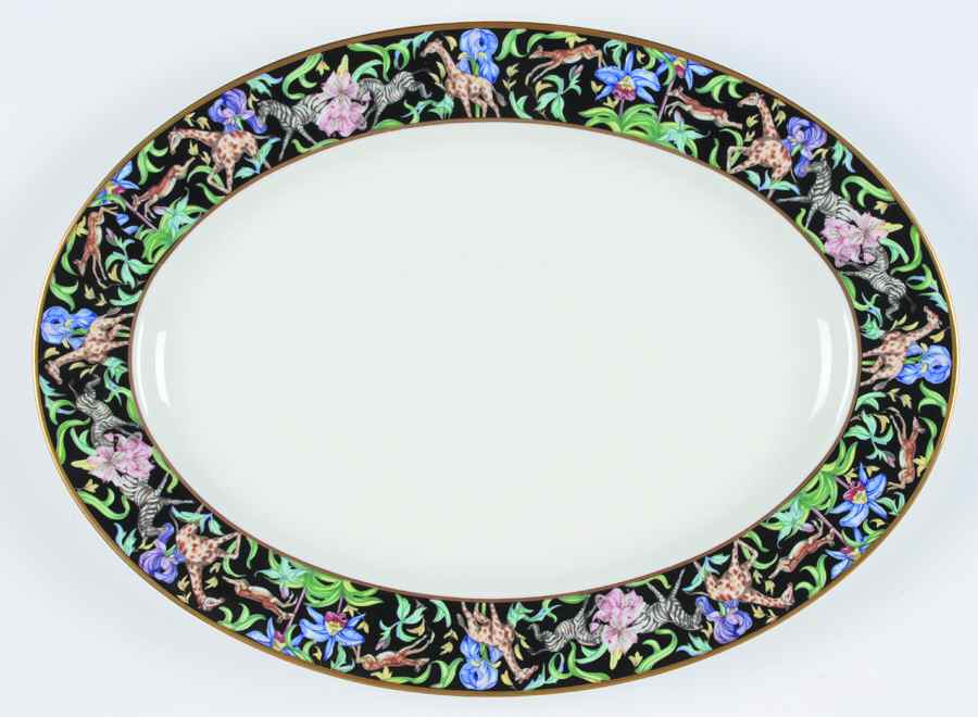 Menagerie Black 16" Oval Serving Platter by Franciscan-1