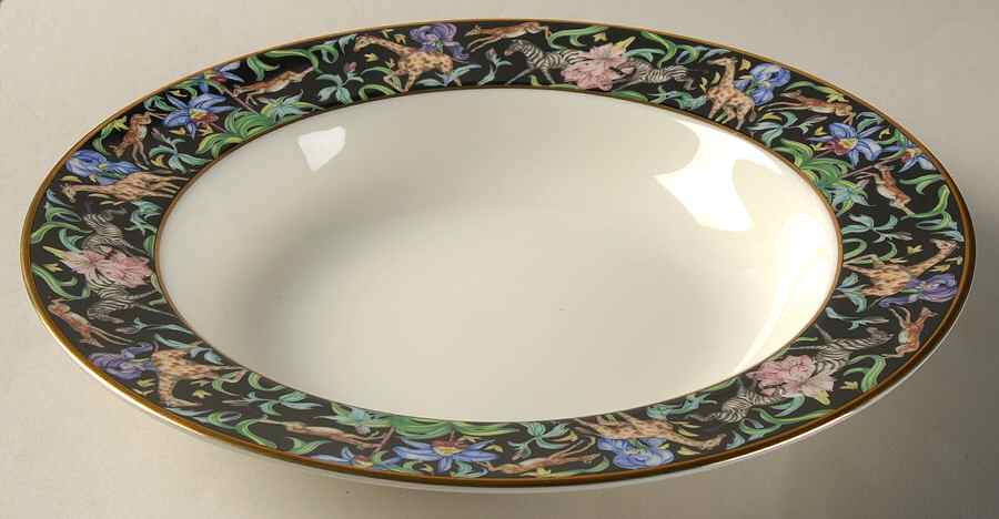 Menagerie Black Large Rim Soup Bowl by Franciscan-1