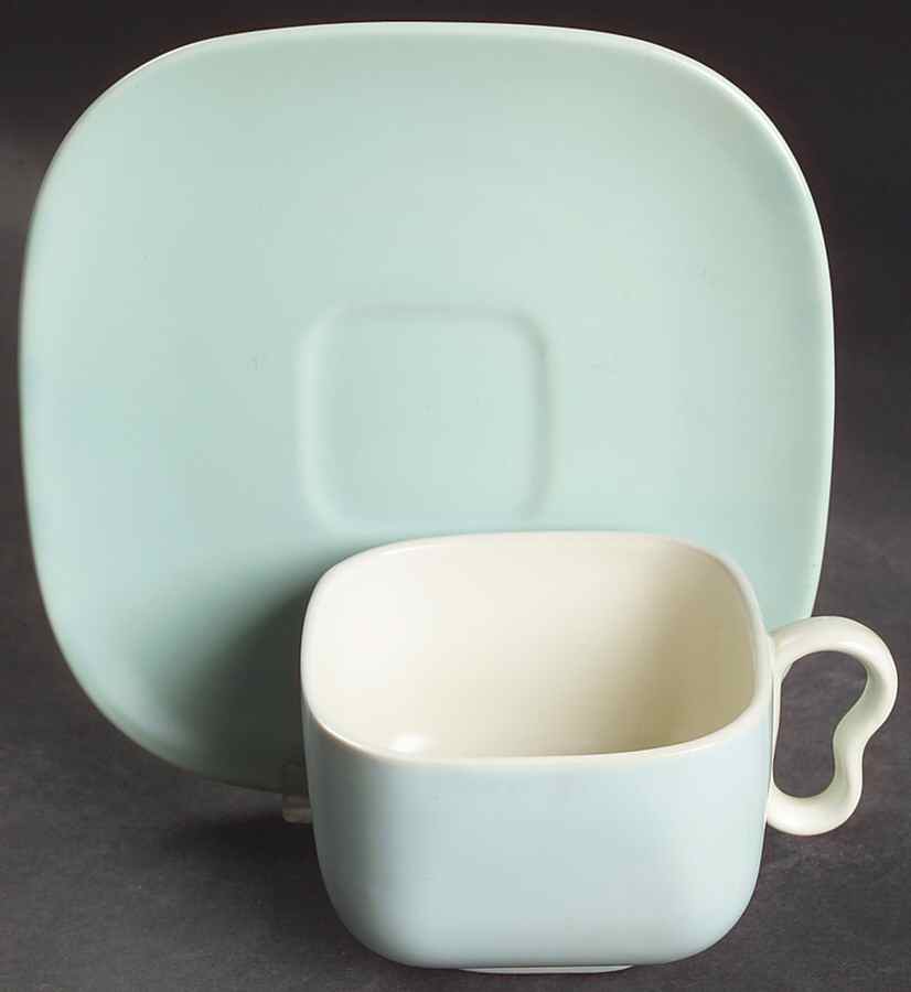 Metropolitan Aqua (Turquoise) Flat Cup & Saucer Set by Franciscan-1