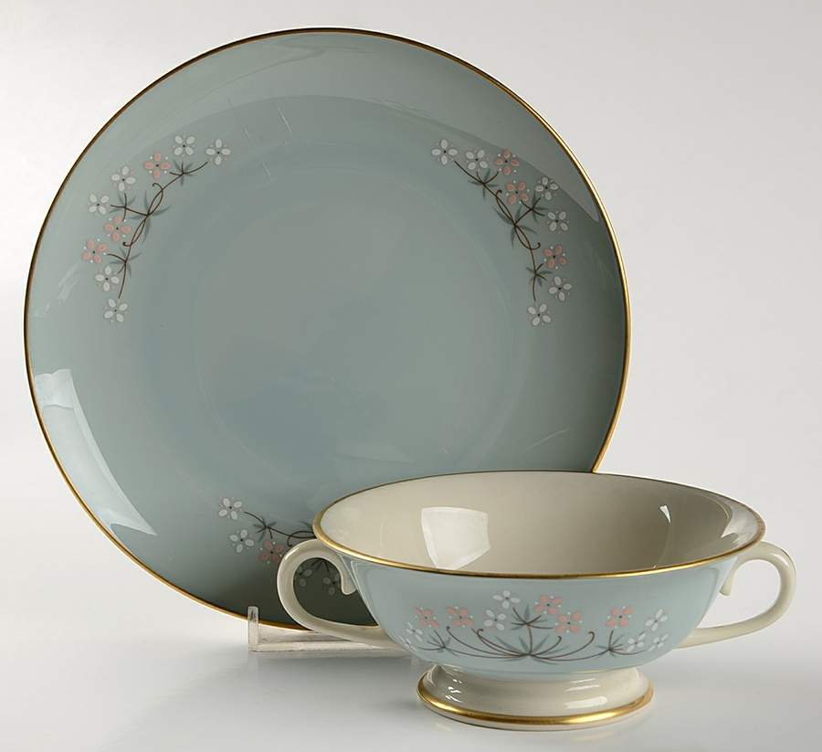Montecito (Fine China) Footed Cream Soup Bowl & Saucer Set by Franciscan-1