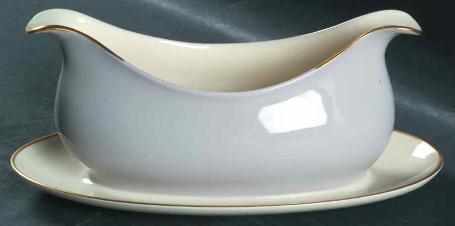 Palomar Grey (Gold Trim) Gravy Boat with Attached Underplate by Franciscan-1