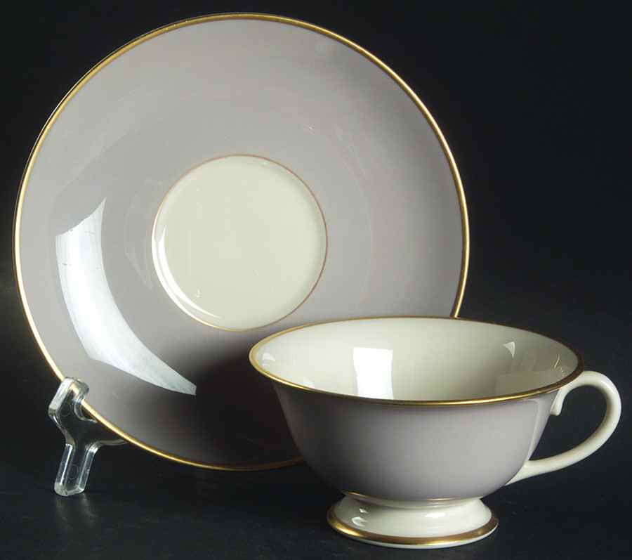 Palomar Grey (Gold Trim) Footed Cup & Saucer Set by Franciscan-1
