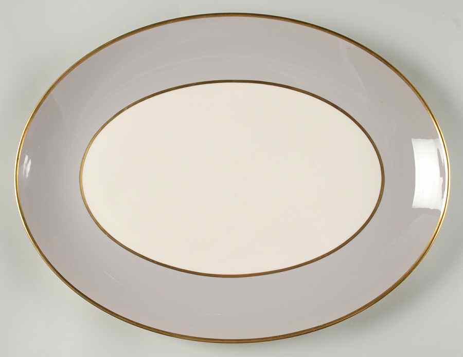 Palomar Grey (Gold Trim) 16" Oval Serving Platter by Franciscan-1