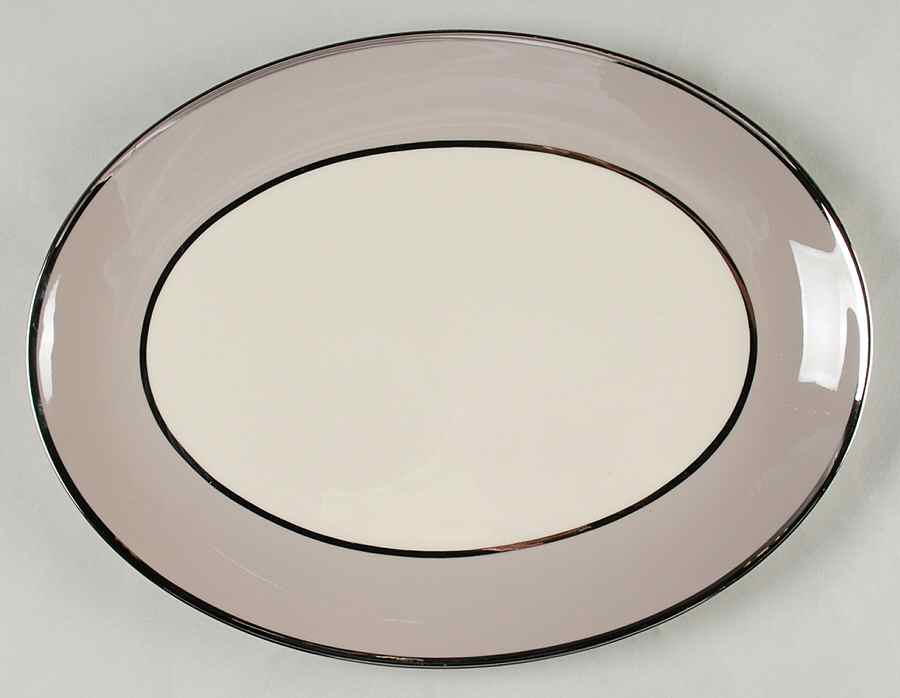 Palomar Grey (Platinum Trim) 12" Oval Serving Platter by Franciscan-1