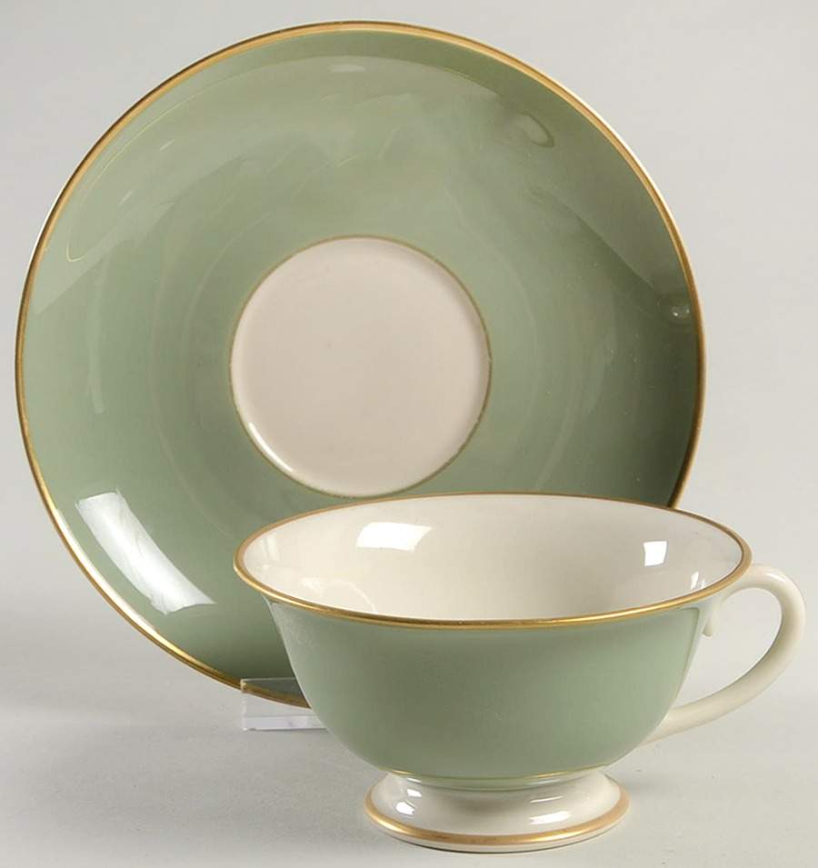 Palomar Jasper (Light Green) Footed Cup & Saucer Set by Franciscan-1