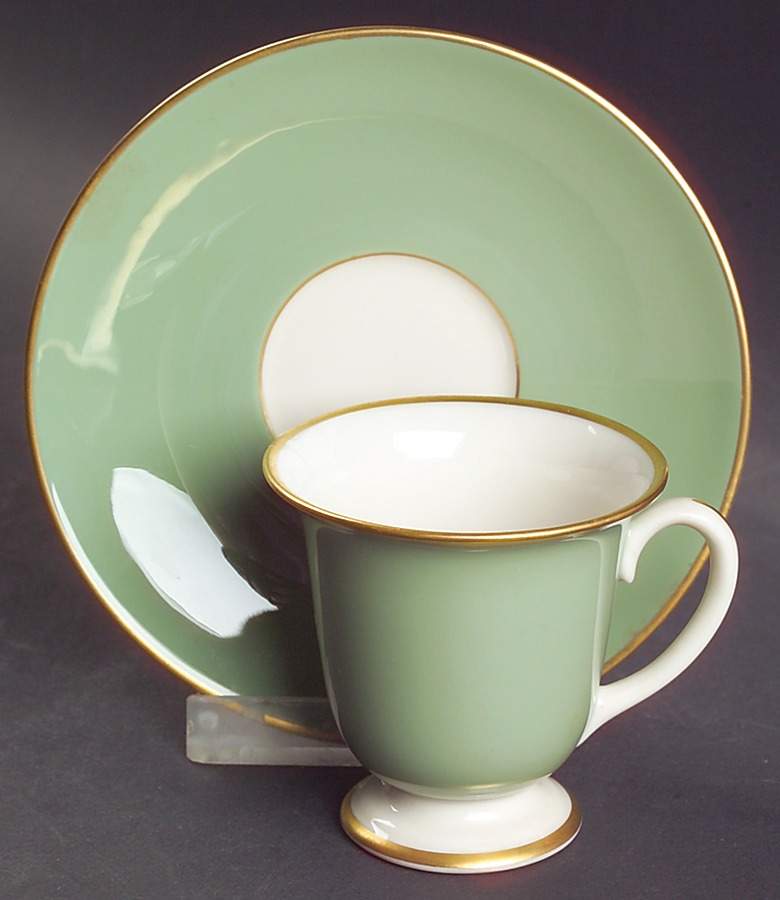 Palomar Jasper (Light Green) Footed Demitasse Cup & Saucer Set by Franciscan-1