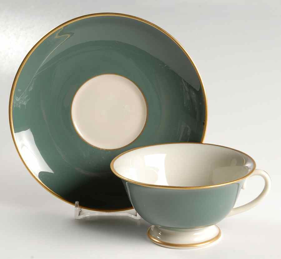 Palomar Jade (Dark Green) Footed Cup & Saucer Set by Franciscan-1
