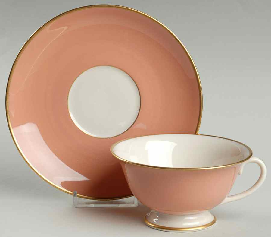Palomar Cameo Pink (Gold Trim) Footed Cup & Saucer Set by Franciscan-1