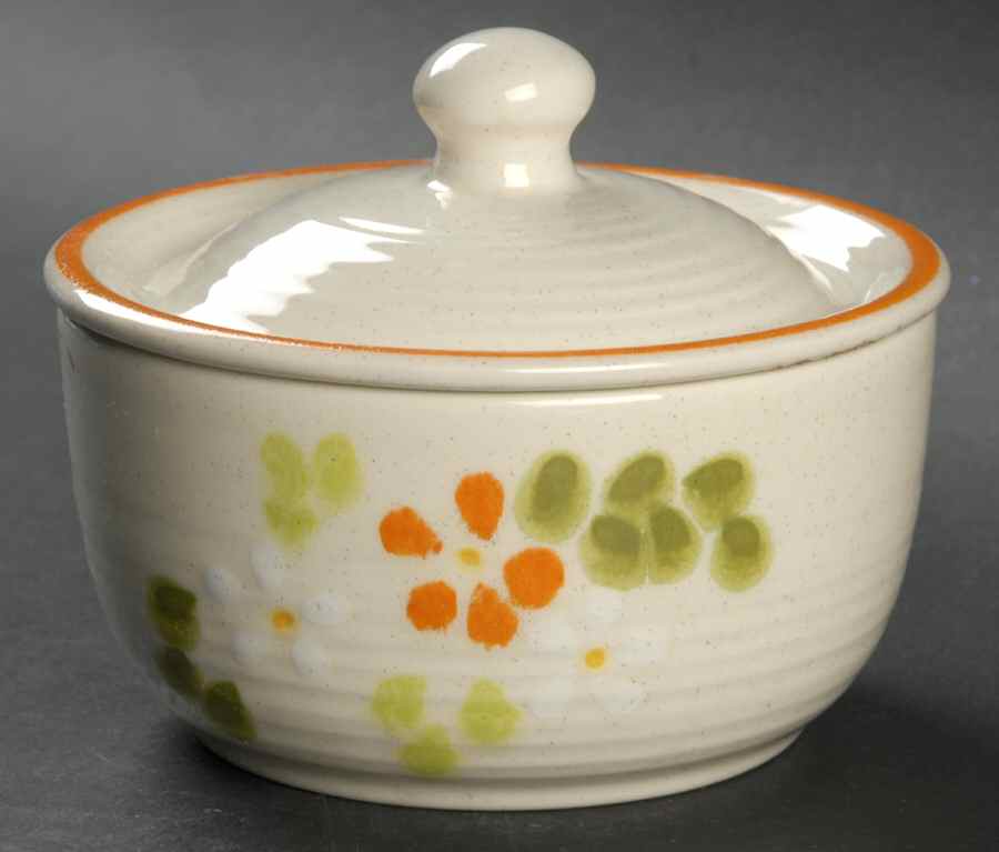 Papaya Sugar Bowl & Lid by Franciscan-1