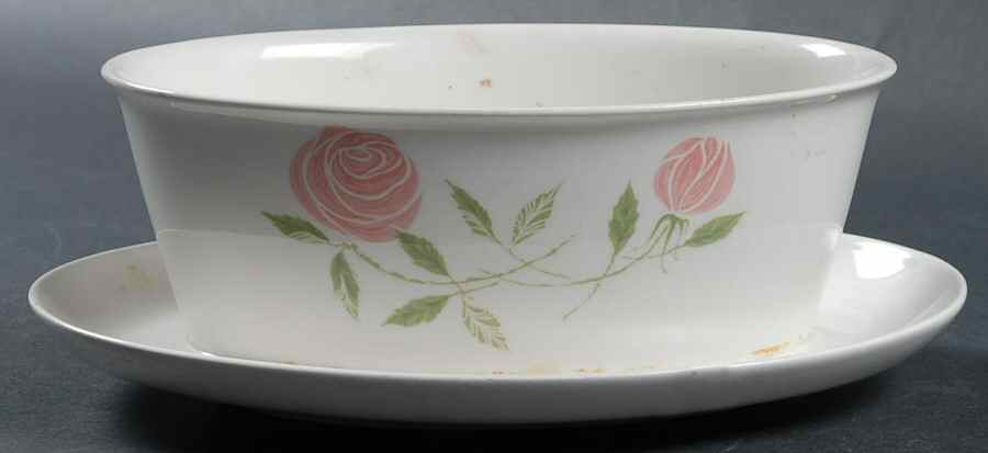 Pink A Dilly Gravy Boat with Attached Underplate by Franciscan-1