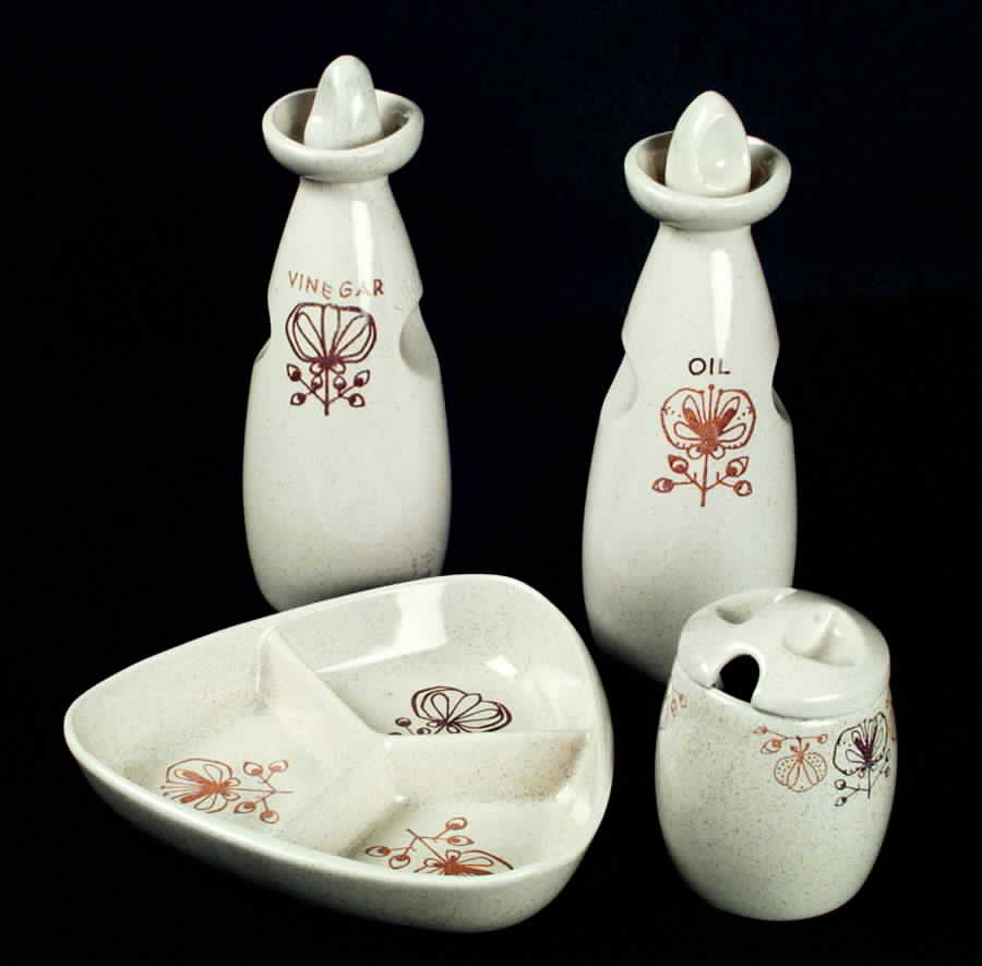 Pomegranate 4 Pcs Condiment Set (Oil, Vinger, Mustard & Tray) by Franciscan-1