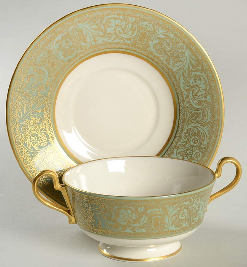 Renaissance Crown Footed Cream Soup Bowl & Saucer Set by Franciscan-1