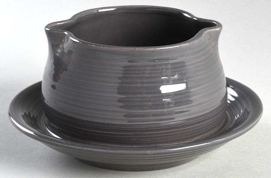 Reflections Smoke Grey Gravy Boat with Attached Underplate by Franciscan-1