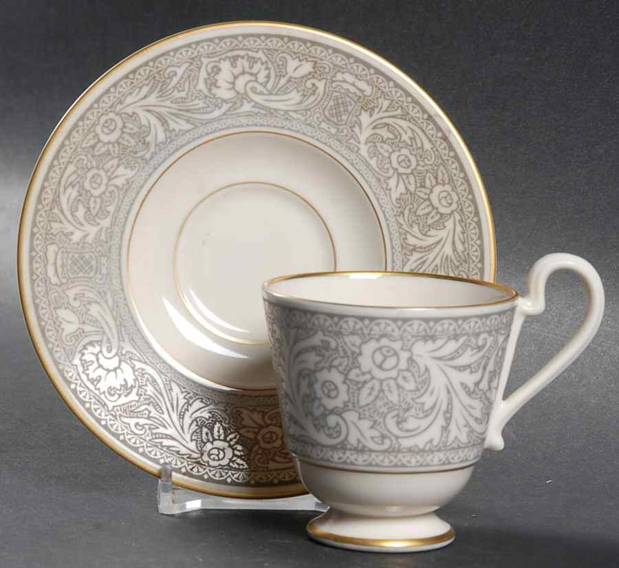 Renaissance Grey Footed Demitasse Cup & Saucer Set by Franciscan-1