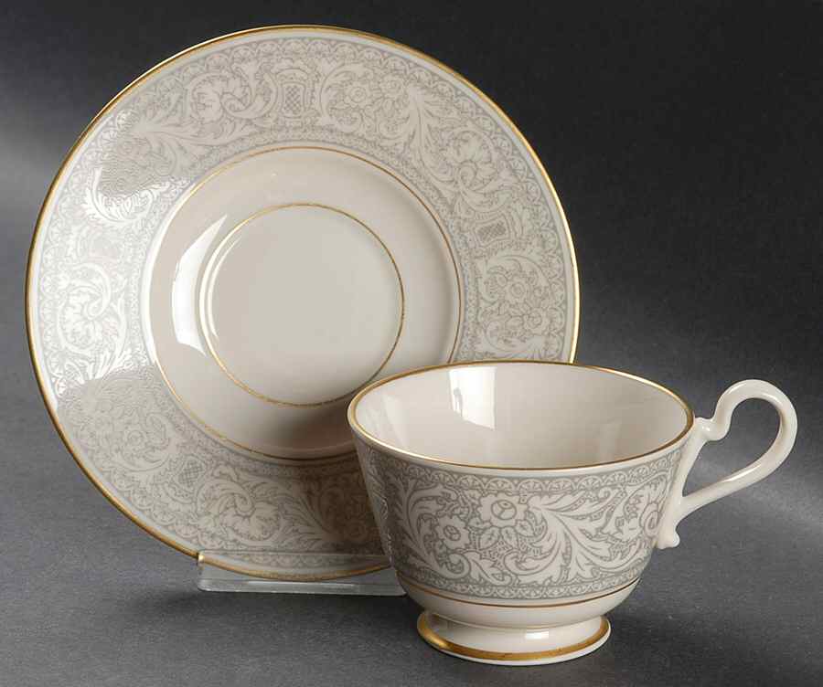 Renaissance Grey Footed Cup & Saucer Set by Franciscan-1