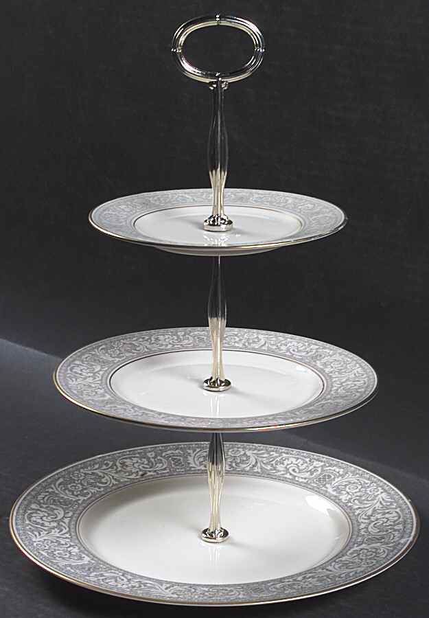 Renaissance Grey 13 7/8"-14 1/4" 3-Tiered Serving Tray(DP,SP,BB) HC by Franciscan-1