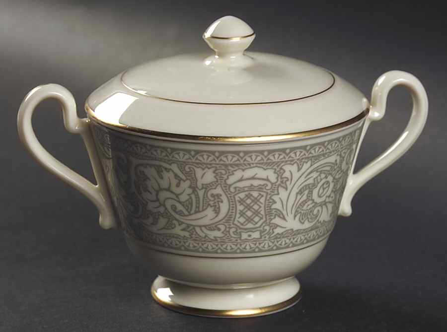Renaissance Grey Sugar Bowl & Lid by Franciscan-1