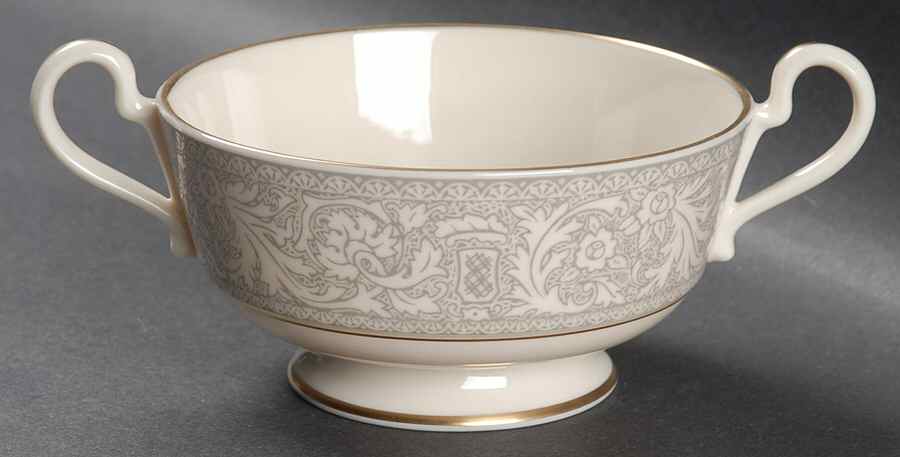 Renaissance Grey Footed Cream Soup Bowl by Franciscan-1