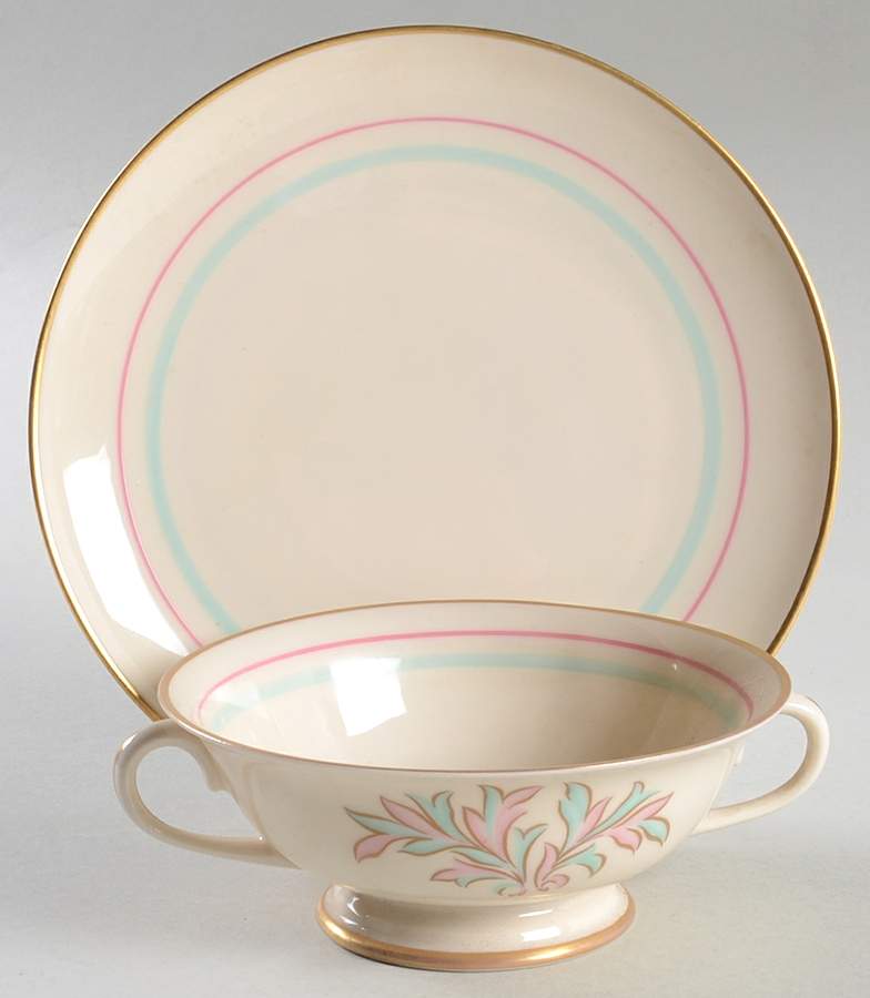 Rossmore Footed Cream Soup Bowl & Saucer Set by Franciscan-1
