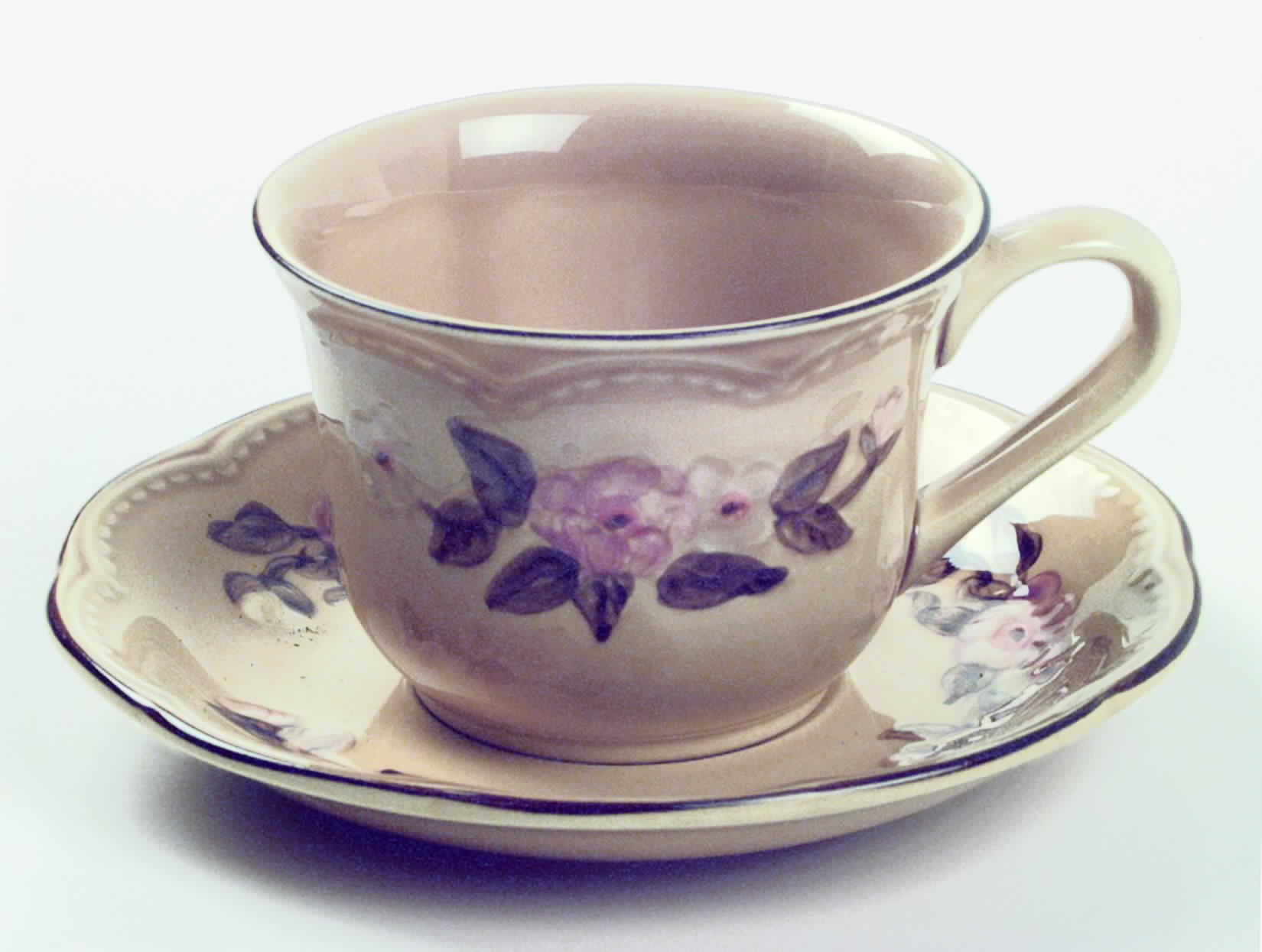 Rosette Flat Cup & Saucer Set by Franciscan-1