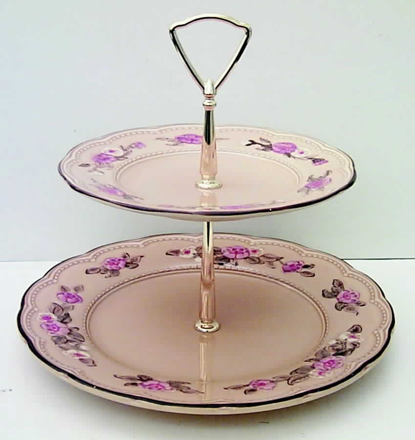 Rosette 2 Tiered Serving Tray (Dinner & Salad Plate) by Franciscan-1