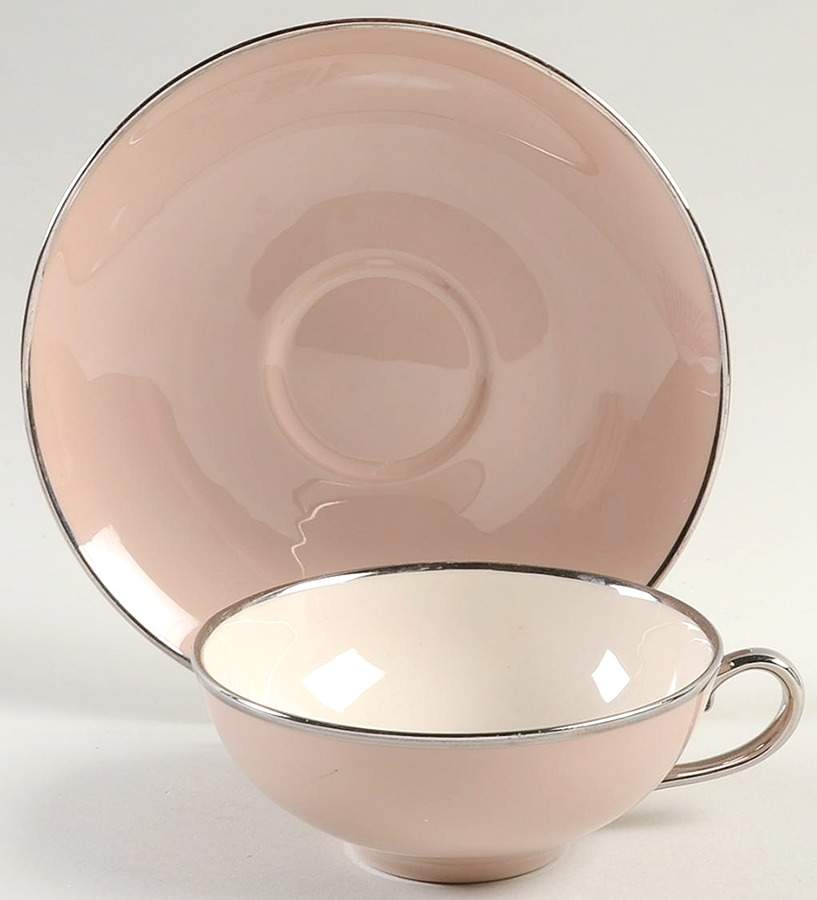 Sandalwood (Platinum Trim) Flat Cup & Saucer Set by Franciscan-1