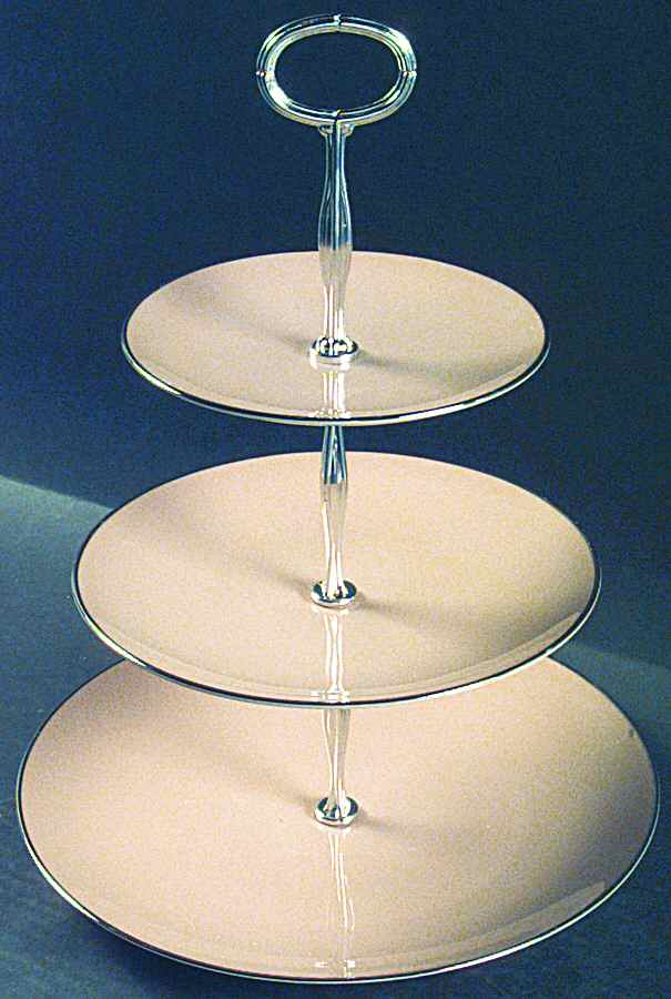 Sandalwood (Platinum Trim) 13 7/8"-14 1/4" 3-Tiered Serving Tray(DP,SP,BB) HC by Franciscan-1