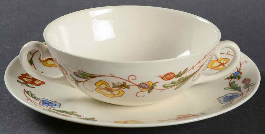 Shasta Flat Cream Soup Bowl & Saucer Set by Franciscan-1