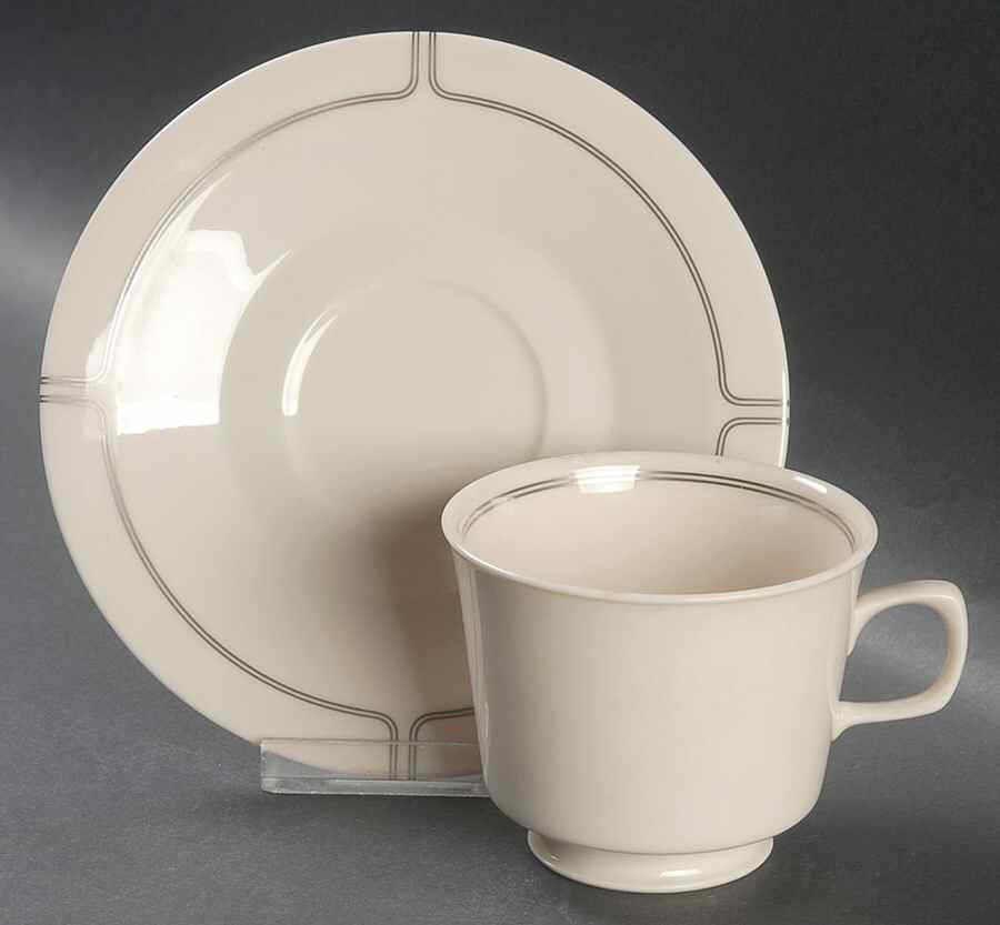 Silver Lining Footed Cup & Saucer Set by Franciscan-1