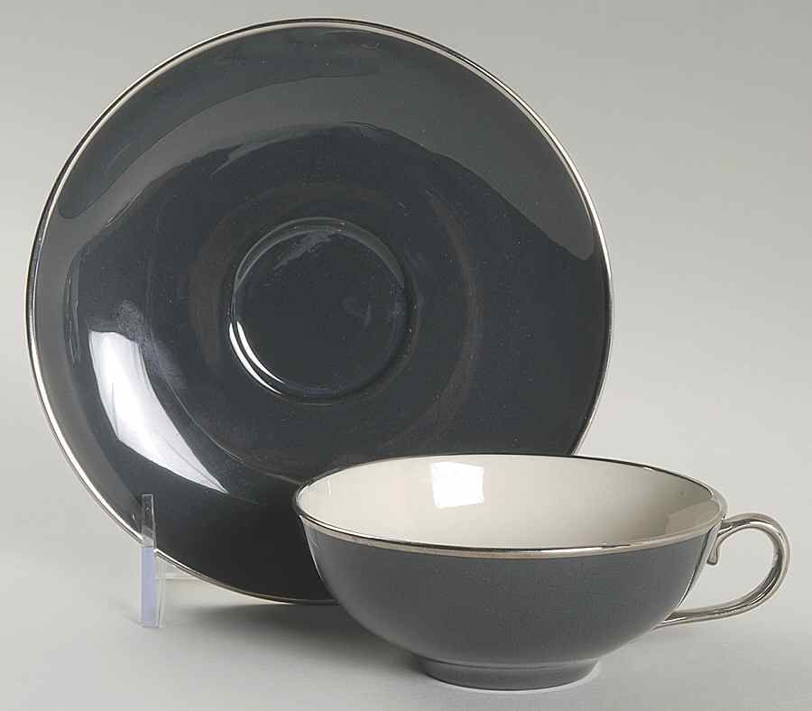 Teak (Platinum Trim) Flat Cup & Saucer Set by Franciscan-1