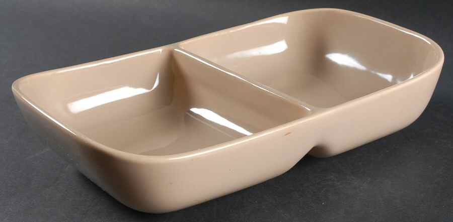 Tiempo Coral Tan (Pebble) 11" Oval Divided Vegetable Bowl by Franciscan-1