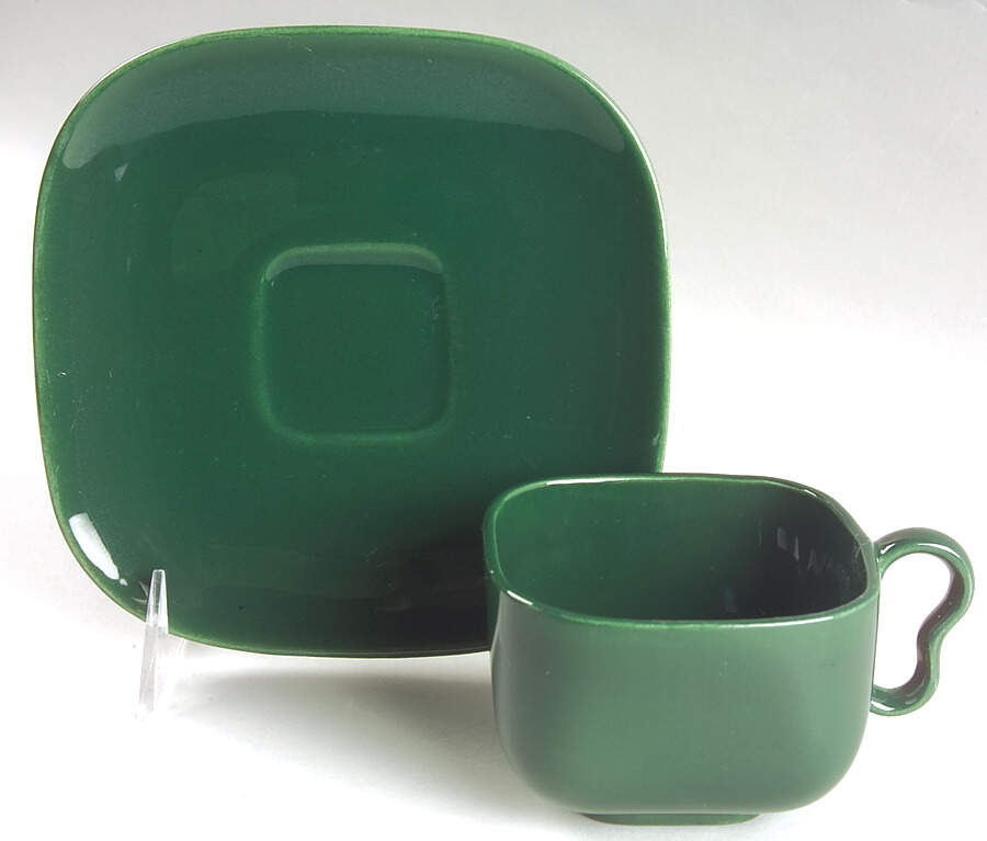 Tiempo Olive Green (Dark Green) Flat Cup & Saucer Set by Franciscan-1