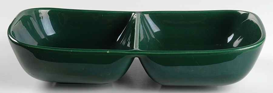 Tiempo Olive Green (Dark Green) 11" Oval Divided Vegetable Bowl by Franciscan-1