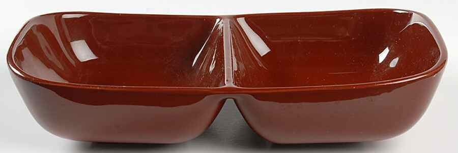 Tiempo Terra Cotta (Hot Chocolate) 11" Oval Divided Vegetable Bowl by Franciscan-1