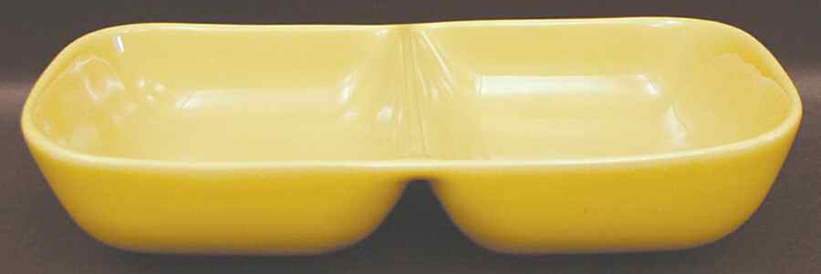 Tiempo Yellow (Mustard) 11" Oval Divided Vegetable Bowl by Franciscan-1