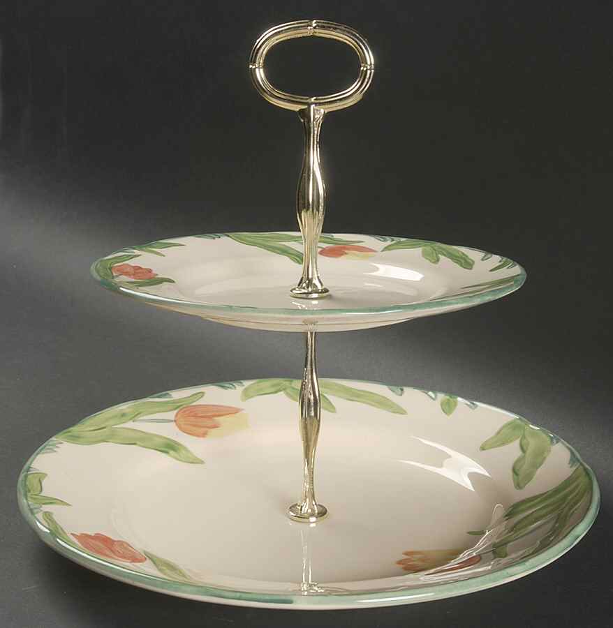 Tulip 2 Tiered Serving Tray (Dinner & Salad Plate) by Franciscan-1