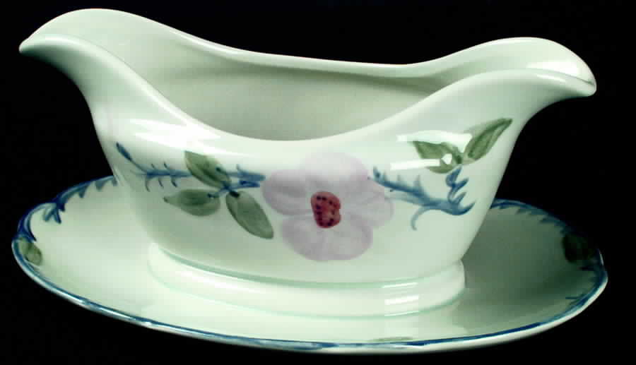 Twilight Rose Gravy Boat with Attached Underplate by Franciscan-1