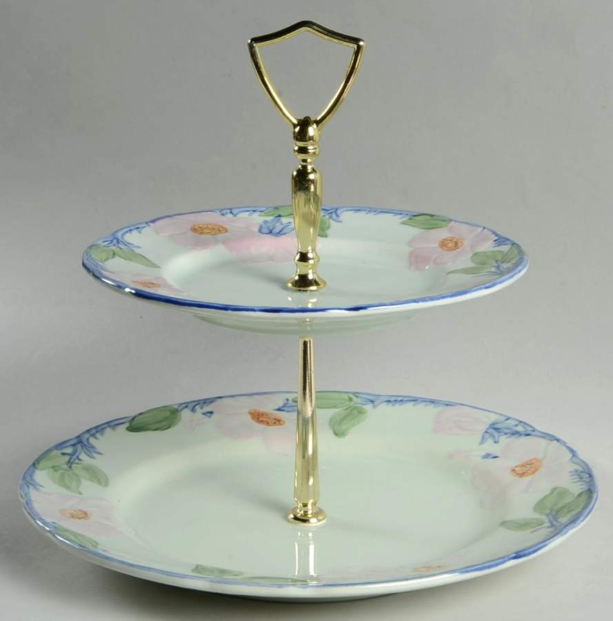 Twilight Rose 2 Tiered Serving Tray (Dinner & Salad Plate) by Franciscan-1