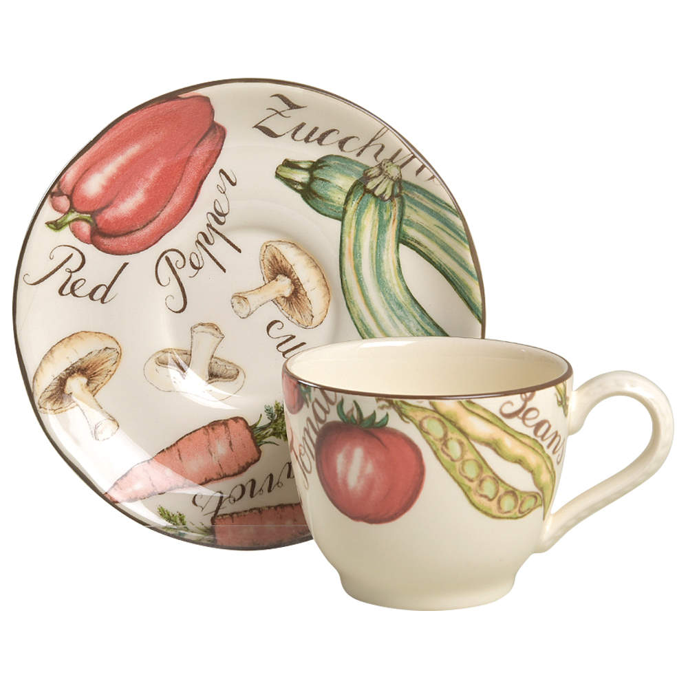 Vegetable Medley Flat Cup & Saucer Set by Franciscan-1