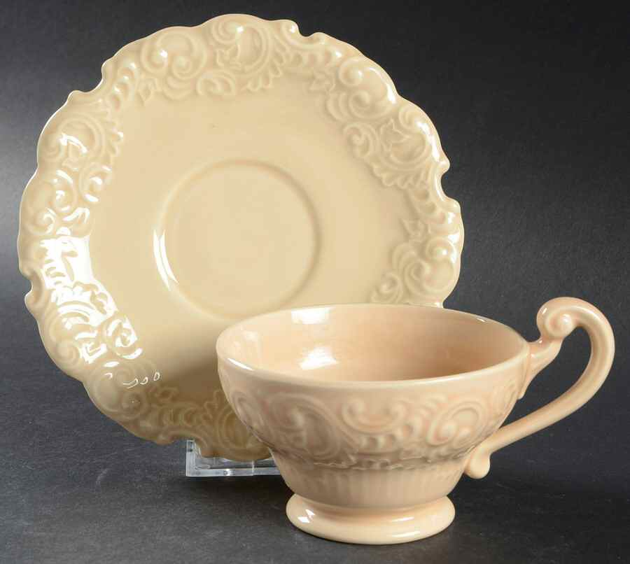 Victoria Ivory Footed Cup & Saucer Set by Franciscan-1