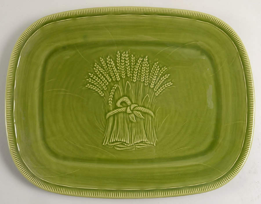 Wheat Green (Winter Green) 15" Oval Serving Platter by Franciscan-1