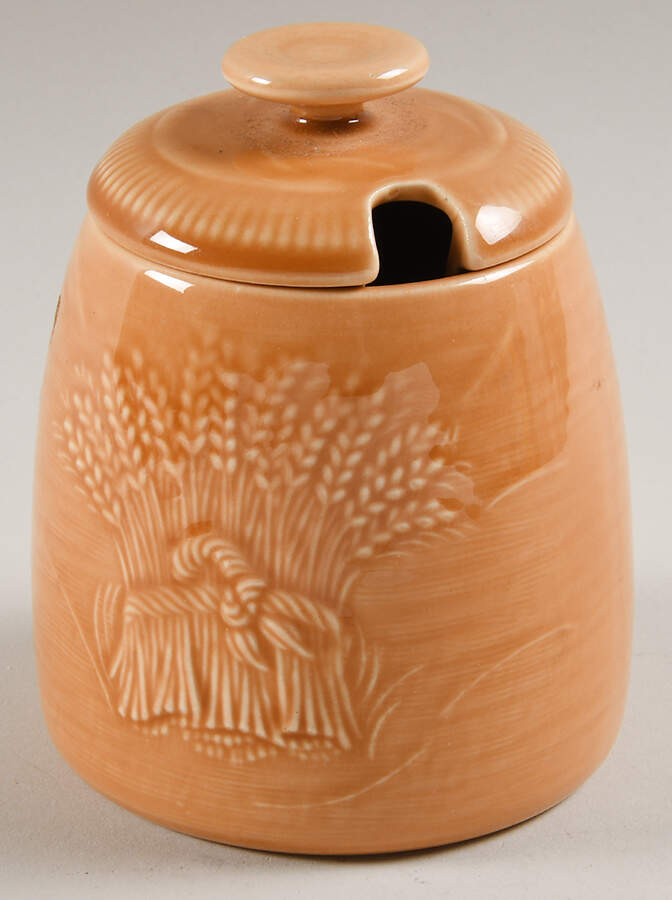 Wheat Light Gold (Summer Tan) Mustard Jar & Lid by Franciscan-1