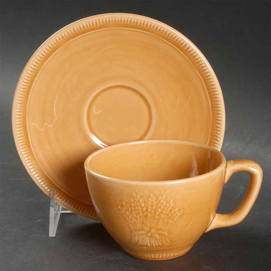 Wheat Light Gold (Summer Tan) Flat Cup & Saucer Set by Franciscan-1