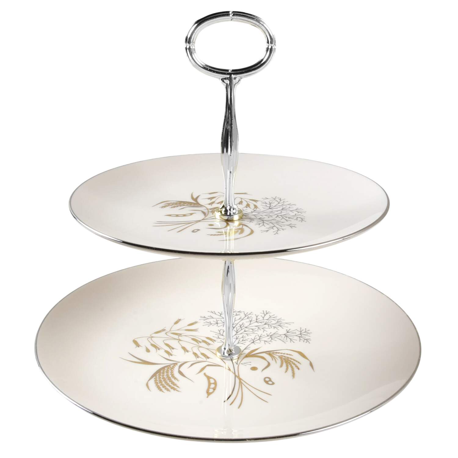 Winter Bouquet 6 5/8"-10"  2 Tiered Serving Tray (Dp, Sp) HC by Franciscan-1