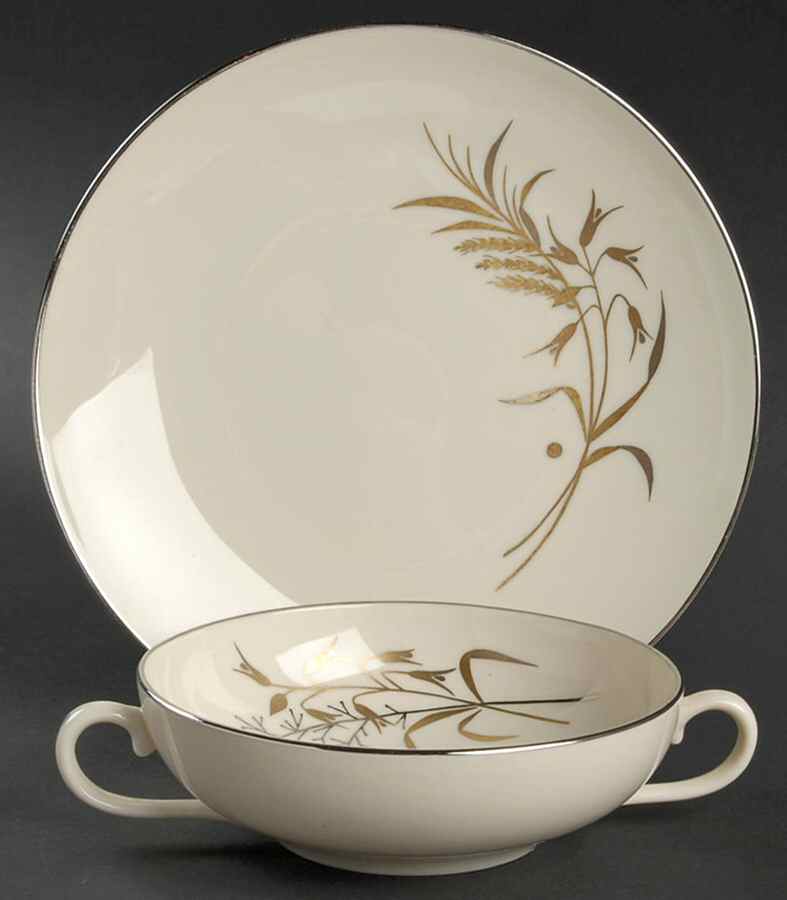 Winter Bouquet Flat Cream Soup Bowl & Dessert Plate/Saucer Set by Franciscan-1